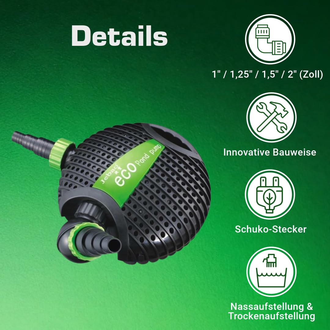 Teichpumpe 8.200L/H, 10m Kabel, 420cm Förderhöhe, 95W, Motorschutz, Wasserpumpe | Bachlaufpumpe | Wasserspielpumpe | Brunnenpumpe | Tauchpumpe | Springbrunnen-Pumpe