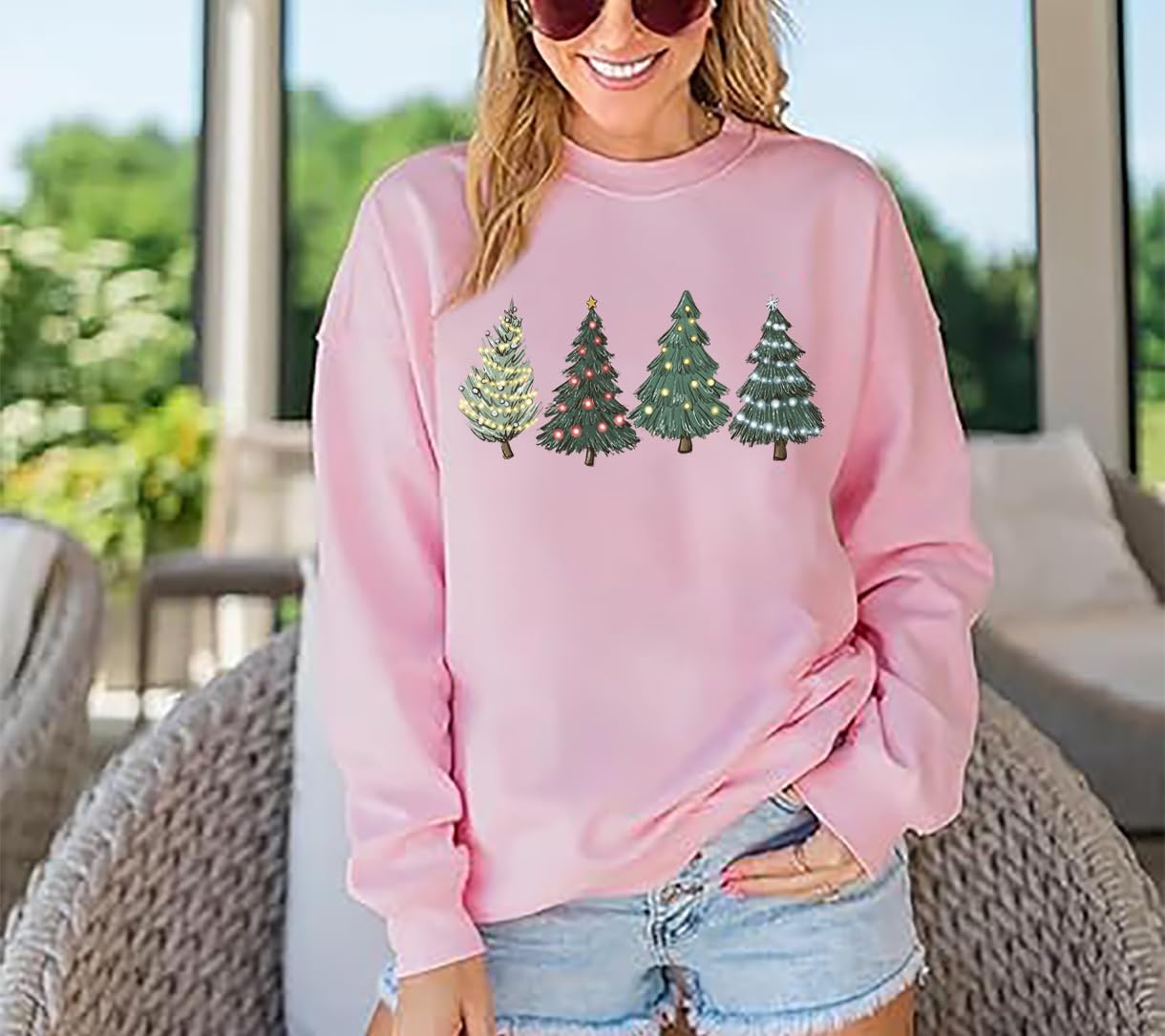 FCHICH Christmas Tree Sweatshirt Women Cute Graphic Merry Xmas T Shirt Tops Casual Long Sleeve Holiday Pullover Sweaters - Image 4