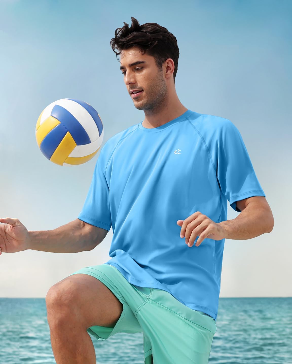 Men's Swim Shirt Quick Dry Sun Shirts UPF50+ Rash Guard for Men Short Sleeve UV Sun Protection Beach Shirts - Image 5