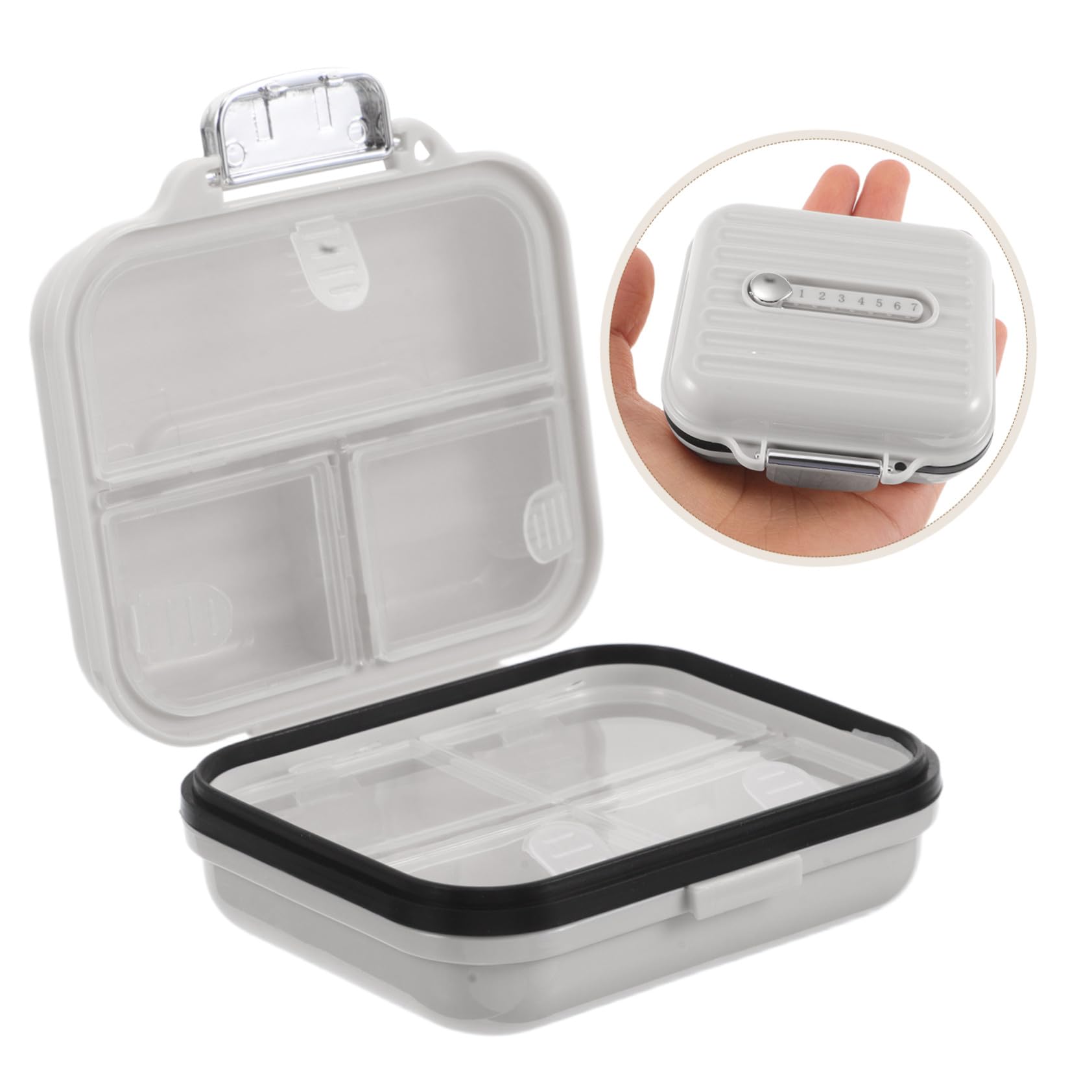5 Stück Tragbare Medikamentenbox mit Fächern und Zeitknöpfen Kompakter Pillenorganizer für Tasche Leichtes Wöchentliches Tablettenetui Vielseitiger Medikamentenhalter für Unterwegs