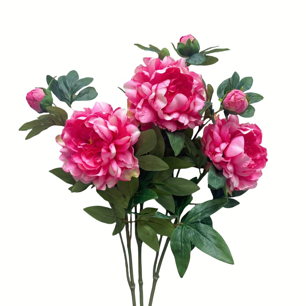 Urier Peonies Artificial Flowers,Silk Flowers with Stems,Winter Flowers Artificial for Decoration,Long Stem Artificial Flowers for Tall Vase,Wedding