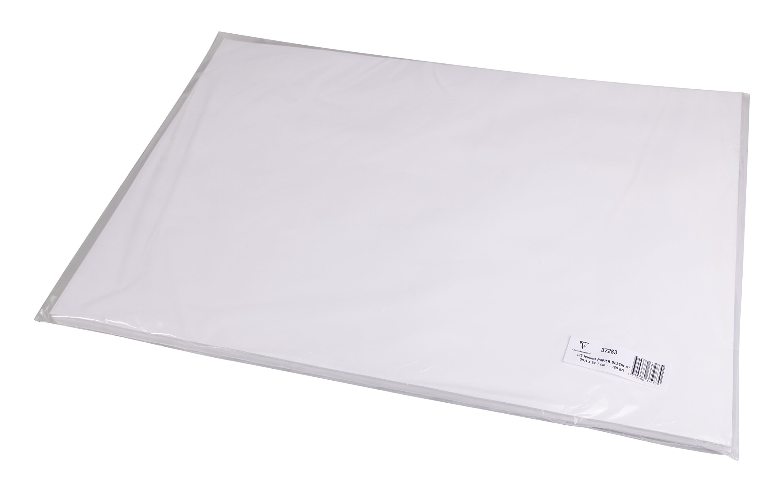 Clairefontaine 37283C Pakiet papieru do rysunku i szkiców – 125 arkuszy białego papieru o bardzo delikatnej fakturze – A1 59,4x84 cm 120 g – odpowiedni do rysunku i szkiców