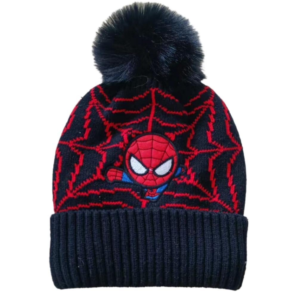 Isabella Moon Boys Black Sp Hat Kids Cartoon 3 In 1 Hat Scarf Gloves Set Winter Warm Capybara Fleece Stch Faux Fur Hoodie Full Hood Thick Thermal Scarves Gifts For And Girls Kids (Black Sp Hat)