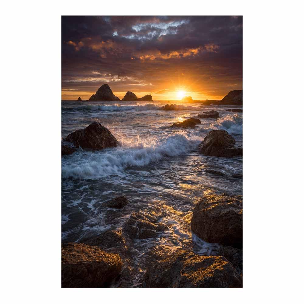 HOQIU Wall art for home decor Rockys Shore Sunset canvas artwork for wall, art prints, For living room, bedroom, bathroom, dining room, painting and decor.(Multicolor)-80x120cm Unframed