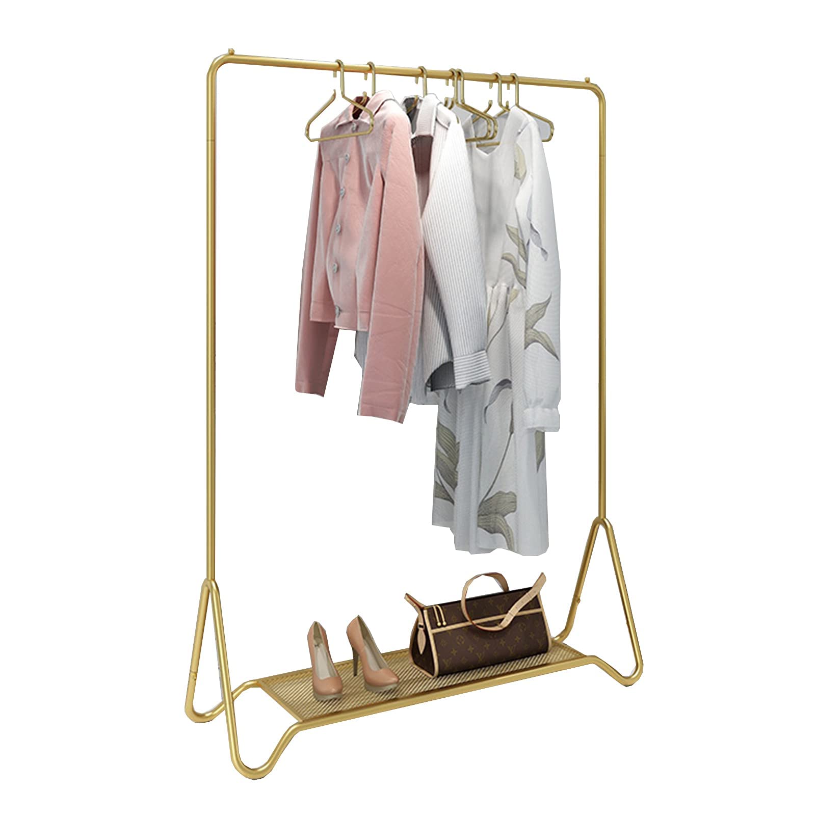 Kleiderständer Wäscheständer Nordic Fashion Metall Kleiderständer Freistehend Einzelstange Schlafzimmer Kleiderständer Mit Ablage Für Boxen Schuhe,3 Größen (Größe:100x40x150CM,Farbe:Gold)