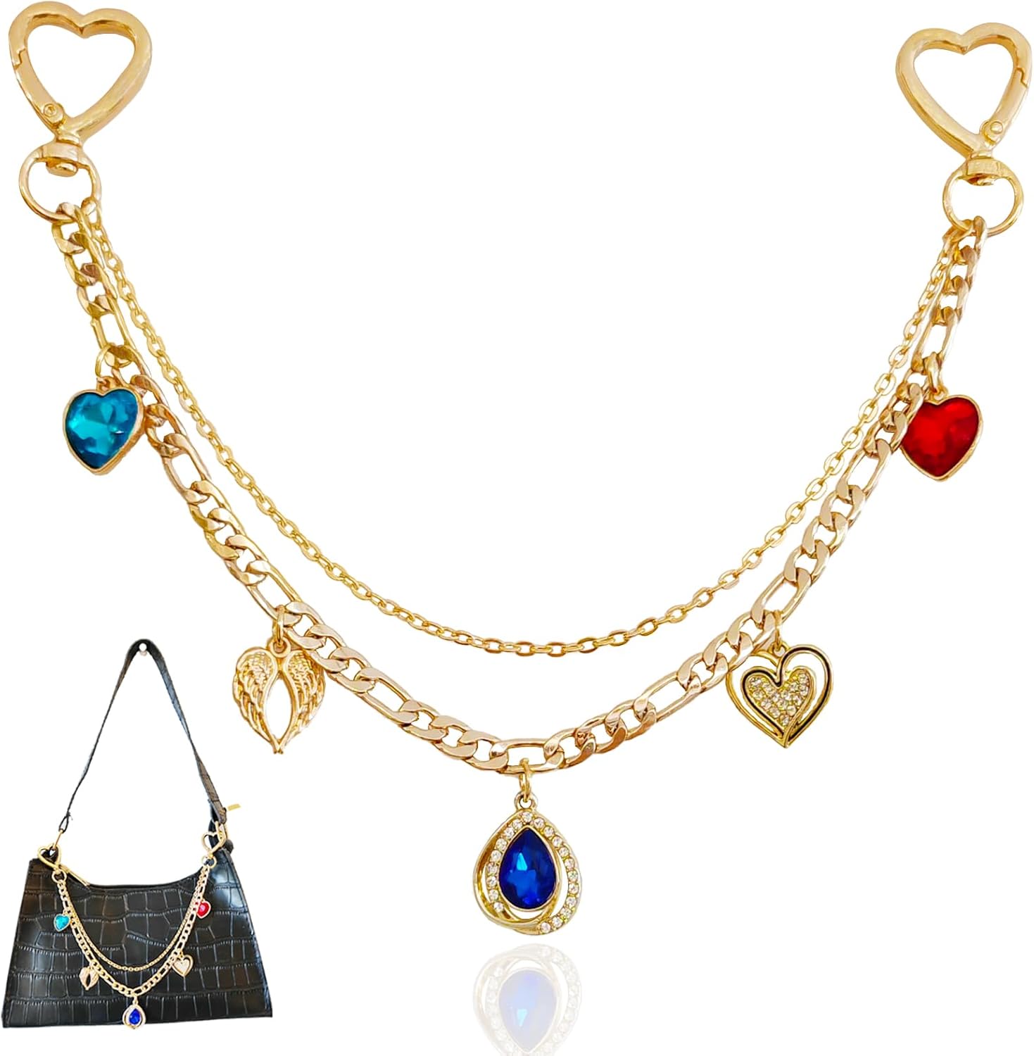 Bag Charms Purse Chain Charm for Handbags & Tote Bags, Cute Gold Key Chain Accessories for Bogg Bag