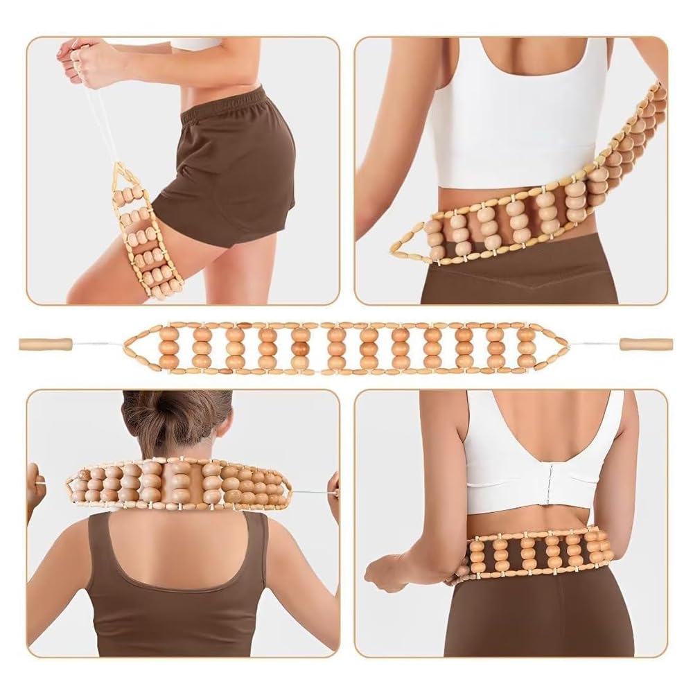 Set massaggiatore in legno, 8 in 1, per modellare il corpo, drenaggio linfatico, anti-cellulite, rullo per massaggio Gua Sha per tutto il corpo
