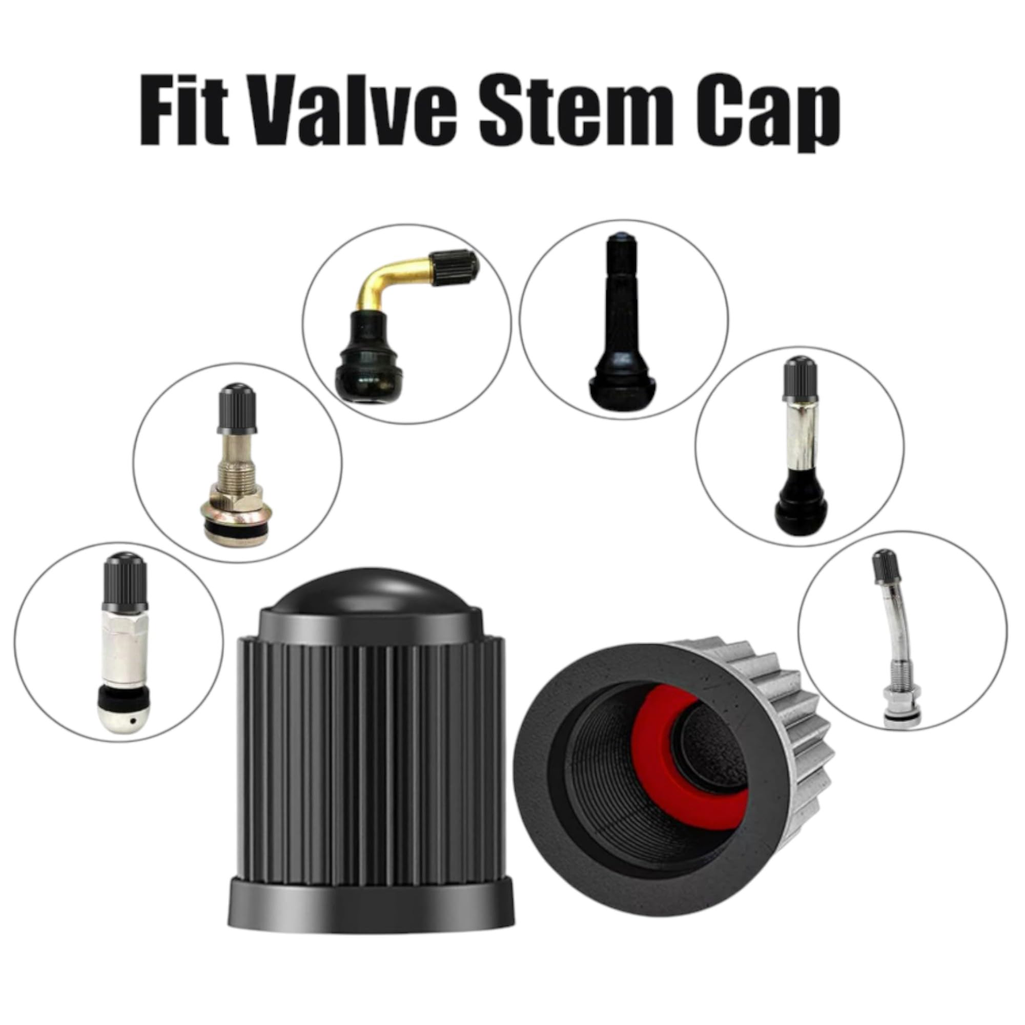 10PCS Dust Caps for Car Tyres – Tyre Valve Caps with O-Ring Seal, Universal Airtight Tire Valve Stem Cap for Cars, SUV, Motorcycle, Bike & Truck, Screw-On Black Cap, Premium Universal Stem Dust Covers — view 3