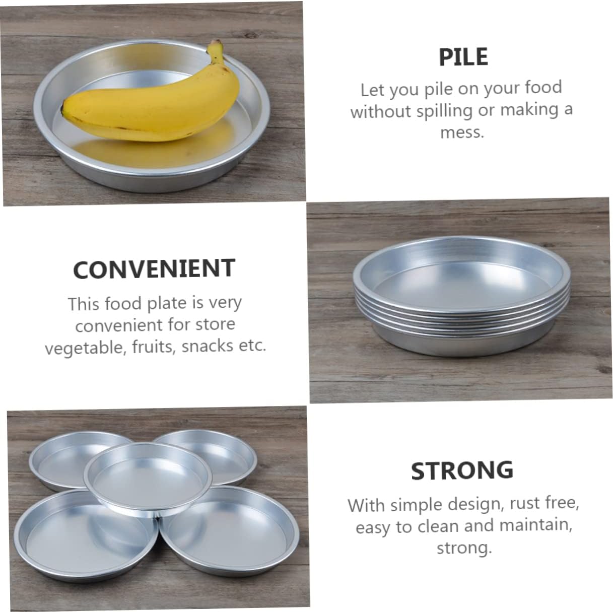 MAGICLULU 5 Pcs Aluminium Alloy Dinner Plates Snack Tray for Bbq Camping Outdoor Parties Easy to Clean Food Plate for Vegetables Fruits and Snacks