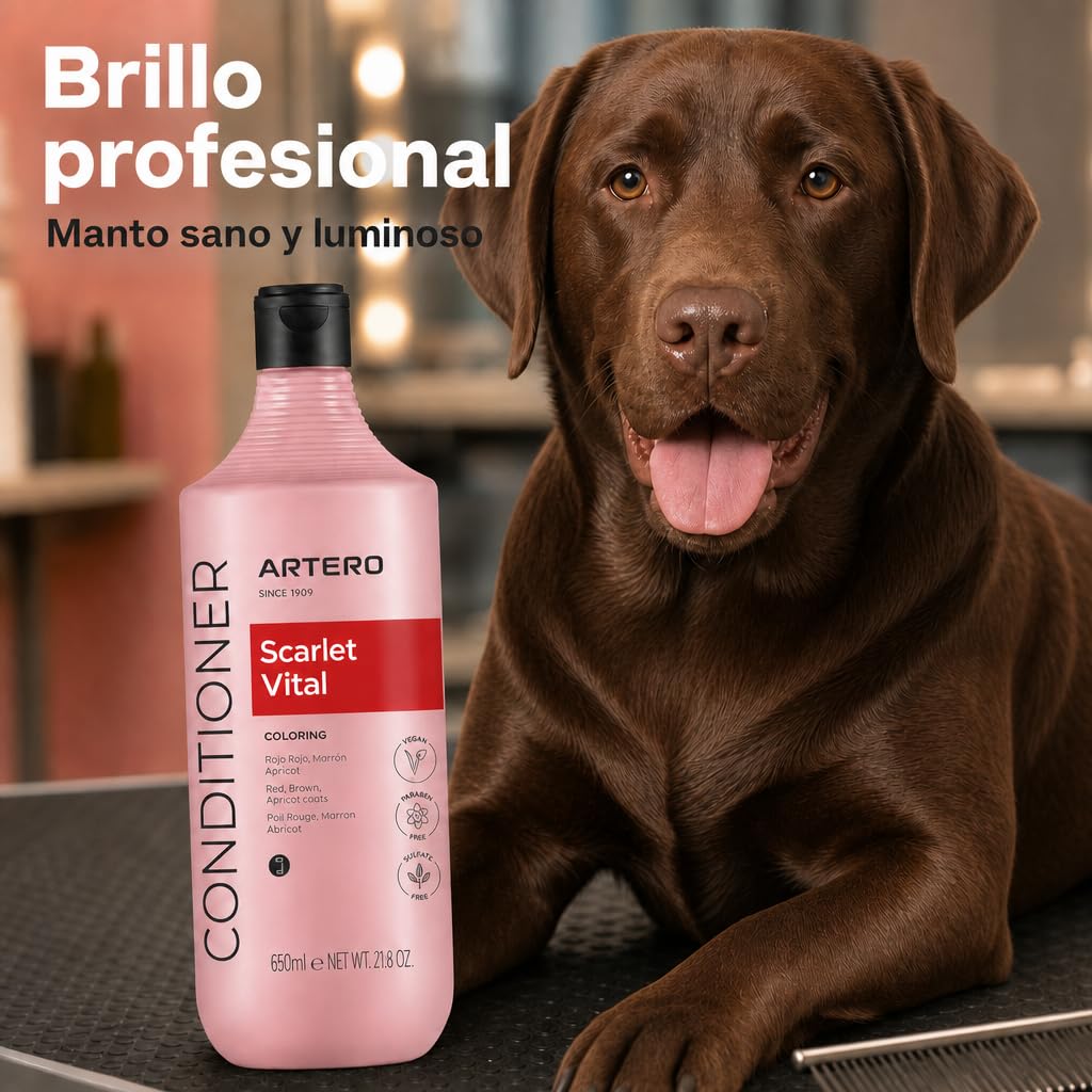 Artero Scarlet Vital Mascarilla Potenciadora de Color para Perros Rojos, Marrones, Chocolate y Apricot, 650 ml