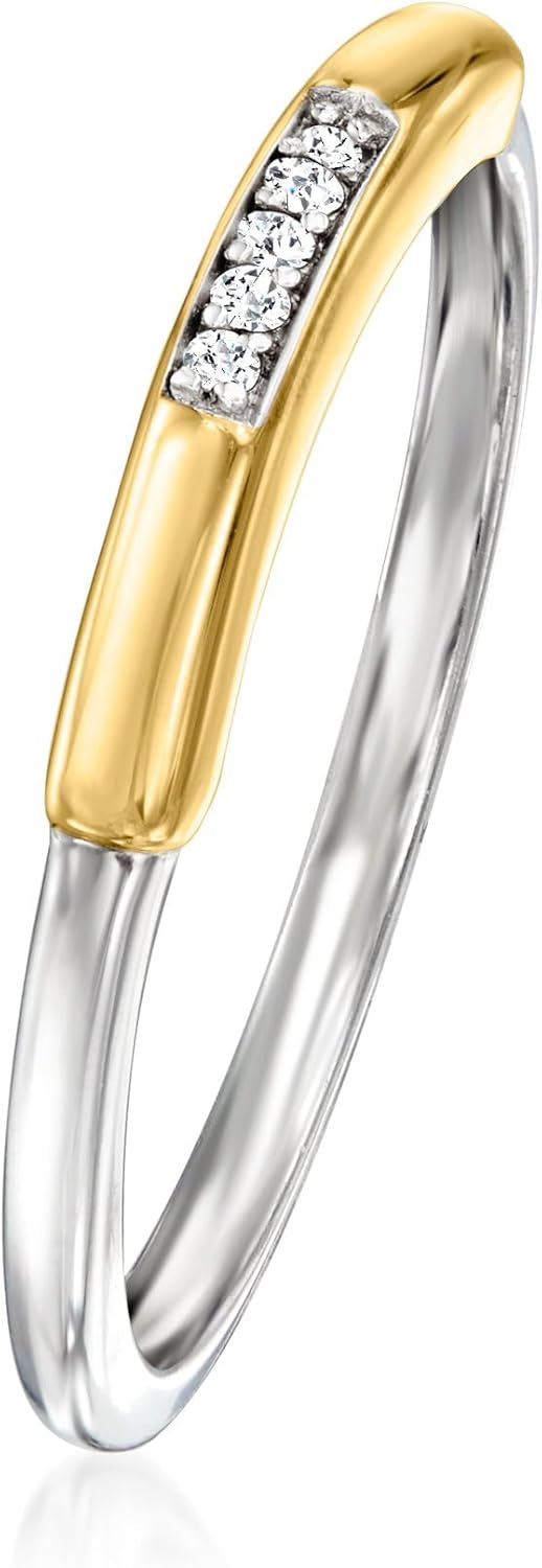 Pure Collection by Ross-Simons Diamond Ring in Sterling Silver and 14kt Yellow Gold