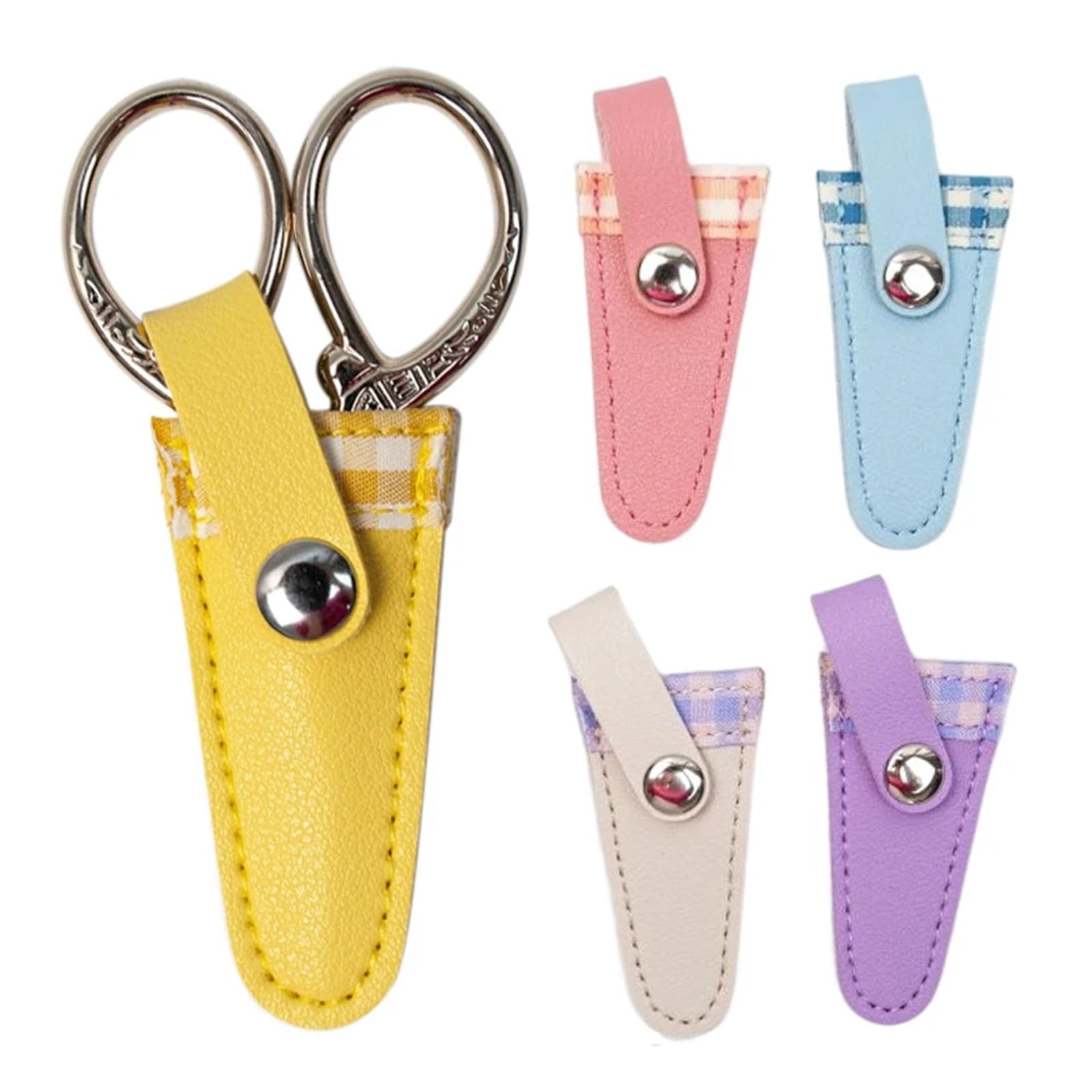 Funda de tijera, 6 piezas de fundas protectoras de piel sintética coloridas para bordado, para coser y proteger herramientas de manualidades (05)