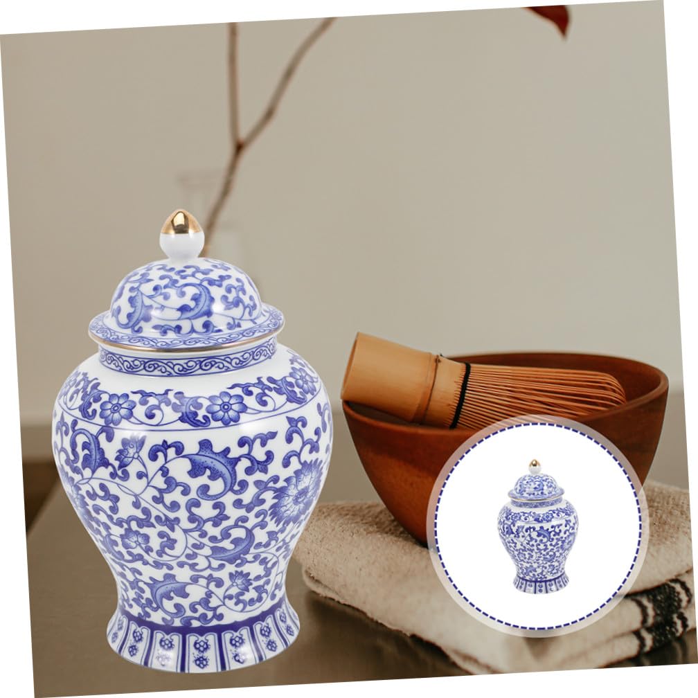 Lata de Almacenamiento de Té de Cerámica Azul y White 1300 Ml