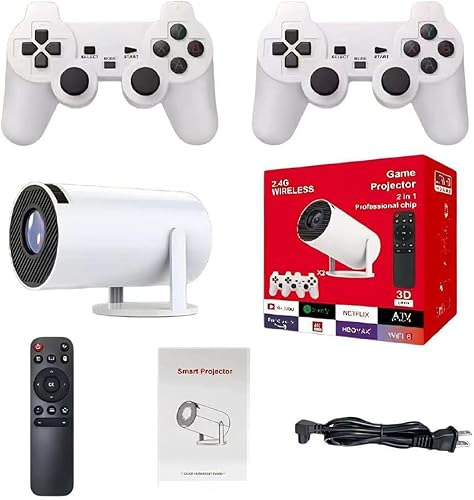 Proyector de consola retro - Proyector de juegos profesional 2 en 1, proyector HD 4K con juegos retro integrados, proyector de TV inteligente para