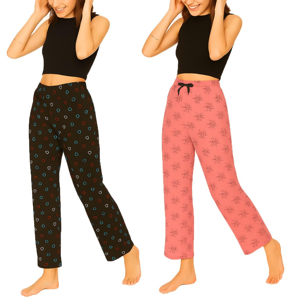 Womens Cotton Printed Pyjamas,Night Pants For Womens,womens lounge pants Pack of 2-image-5