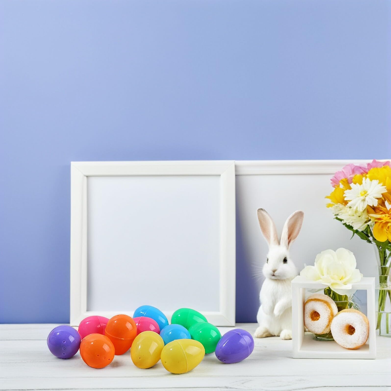 VICASKY 24pezzi Uova Pasquali Colorate Plastica per Caccia alle Uova Decorazioni DIY per Feste e attività Creative