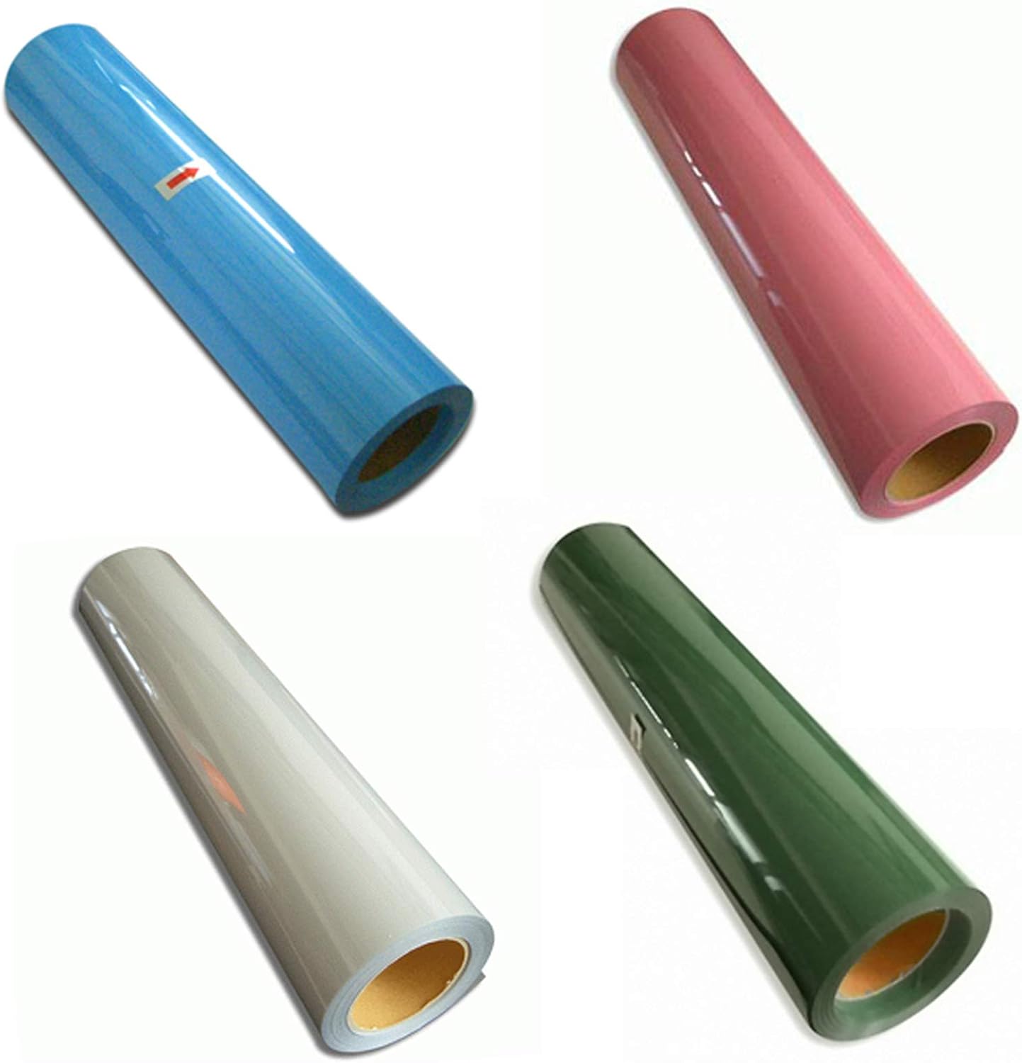 4yards Heat Press Vinyl with Sky Blue,Pink,Deep Green and Silver 4colors for Cutting Plotter Transfer Images on T-shirts Hat