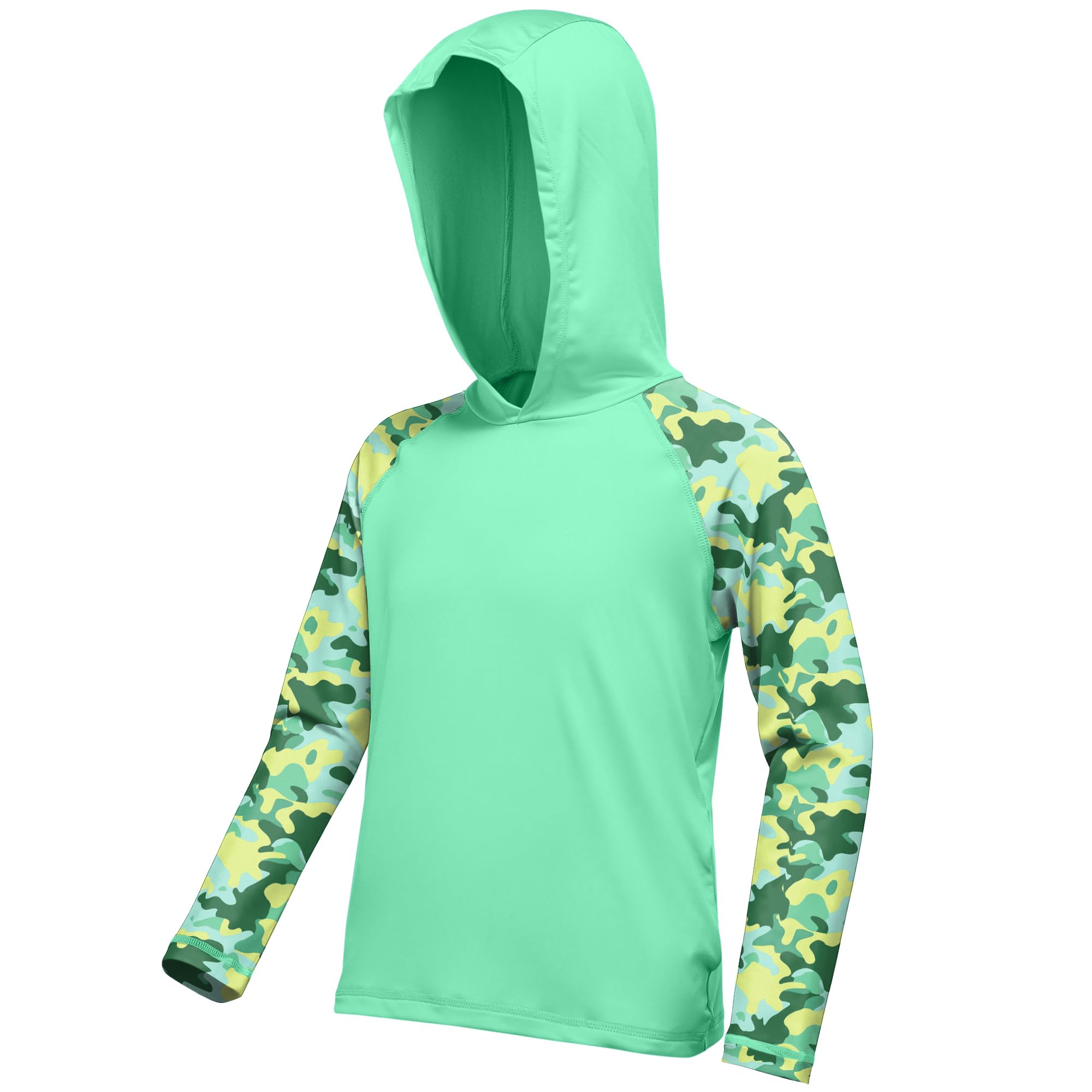 Boys Rash Guard Swim Hoodie, Kids Long Sleeve Sun Fishing Shirts