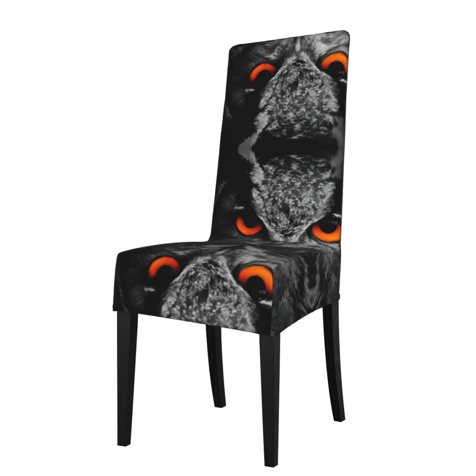 Hlsbssl Black Owl Eyes Printed Dining Chair Covers, Fully Enclosed, Removable And Washable, Suitable For Family Banquets And Celebrations