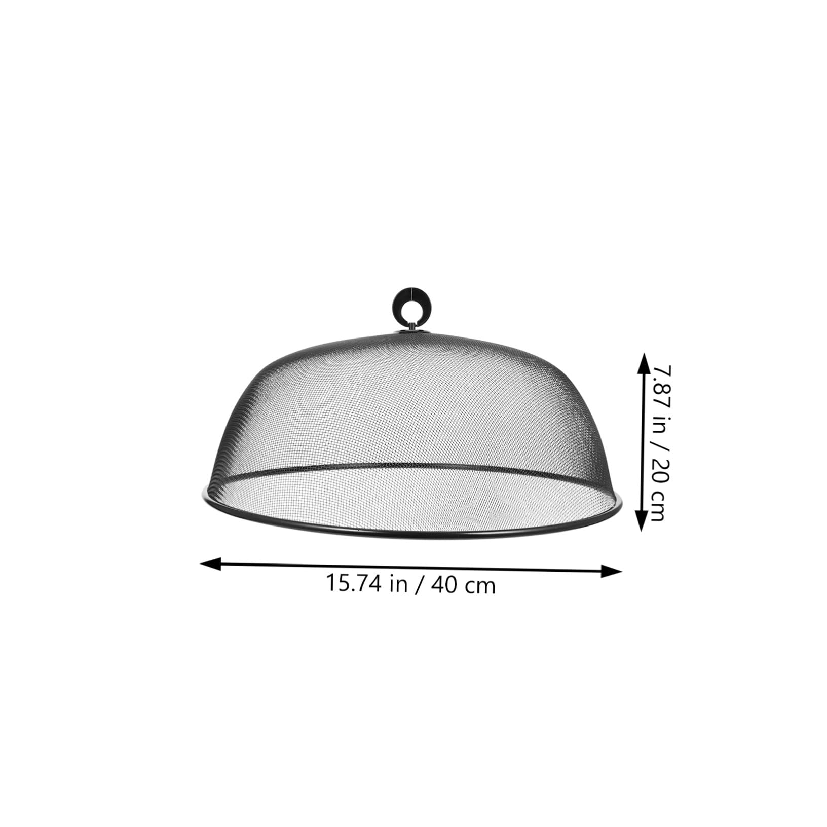 Toyvian - Campana de comida de metal redonda (40 Cm, tapa de malla metálica negra, protección antiinsectos, reutilizable, cocina y comidas al aire libre, tapa de plato versátil