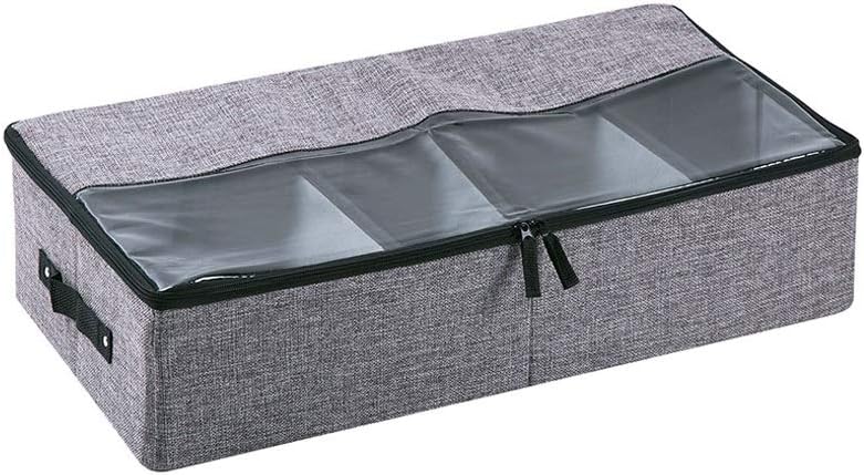 JSEIAJB Storage Box Finishing Box，Clothes Storage Organizer Foldable with Sturdy Zipper Clear Window for Shoes,Clothes,Toys(Gray)