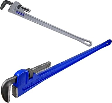 48 Inch Aluminum Pipe Wrench + 60 Inch Pipe Wrench, Adjustable Heavy Duty Straight Handle Plumbing Wrenches Plumbers Tool