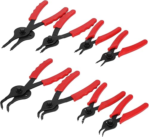 Miniatura 7 de Juego de 11 alicates de anillo de presión externos internos, alicates de mandíbula rectos y doblados resistentes para retención de anillos