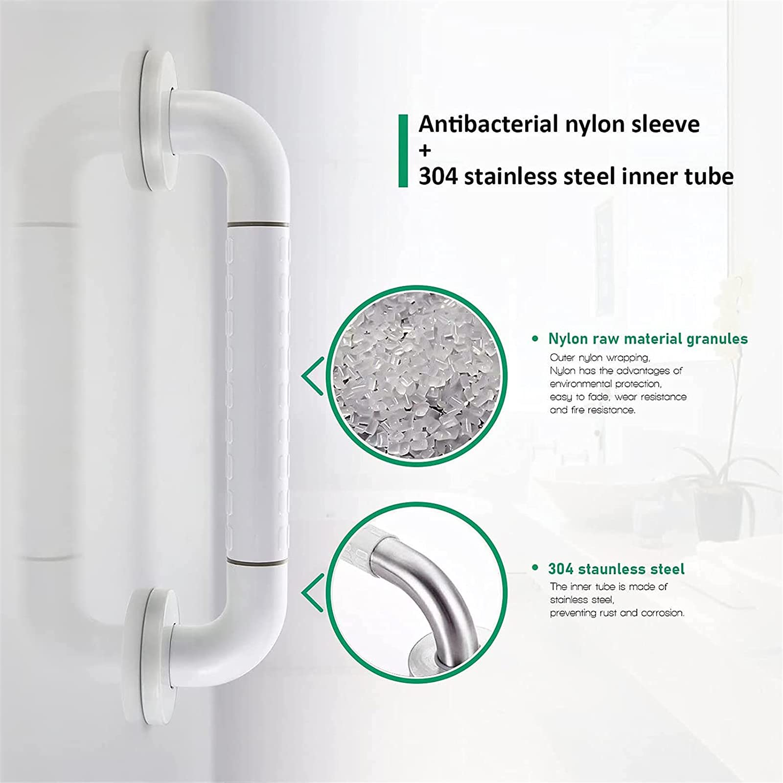 Barras de apoyo for baño, manija de seguridad for baño, pasamanos for baño, barra de apoyo antideslizante, agarre for manija de ducha, con círculos de luz, for personas mayores, embarazadas y niños