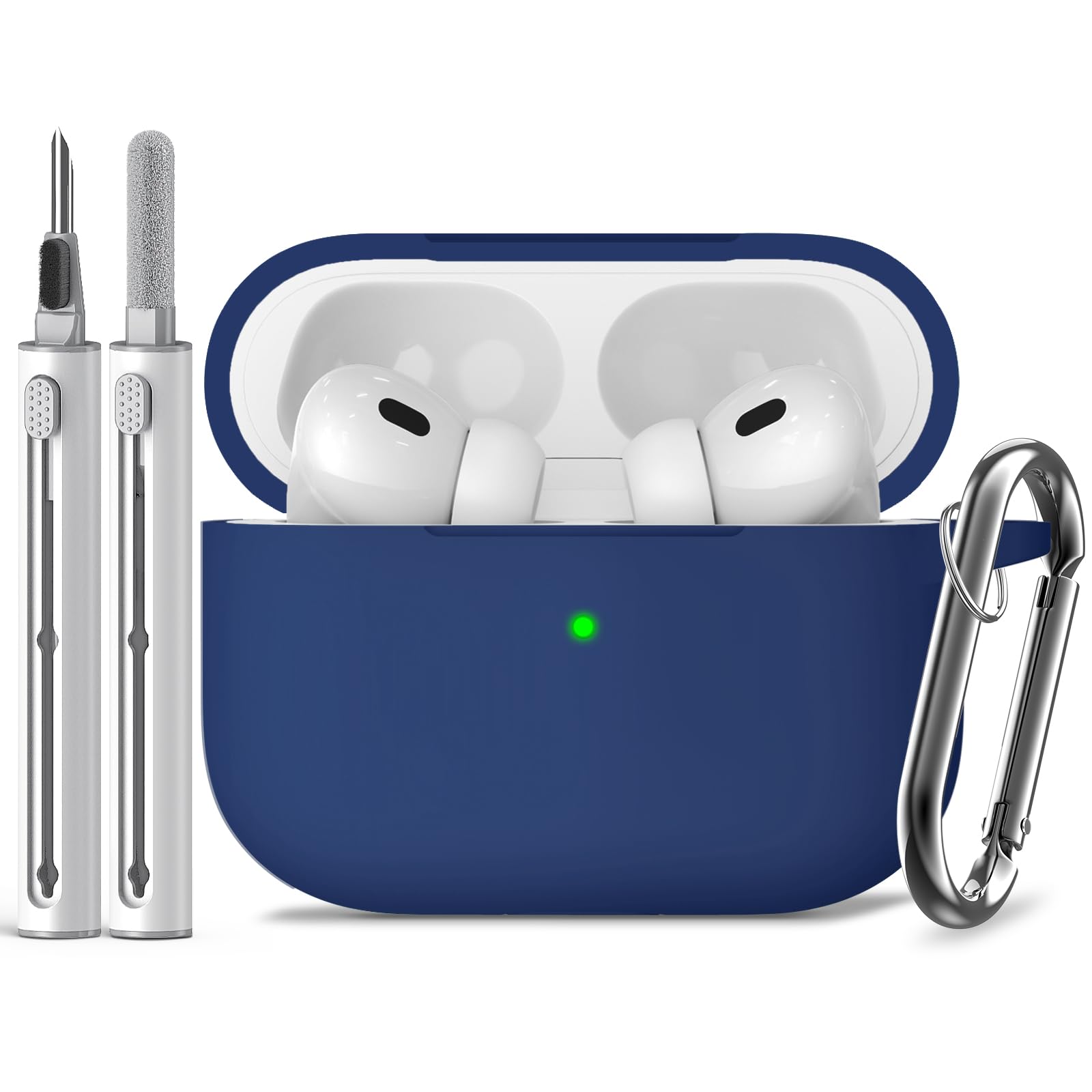 Inesore Compatible with AirPods Pro 2nd/1st Case with Cleaning Kit, Silicone Protective Case Cover for Apple Air Pods Pro(2019/2022/2023), Unisex Design - NavyBlue