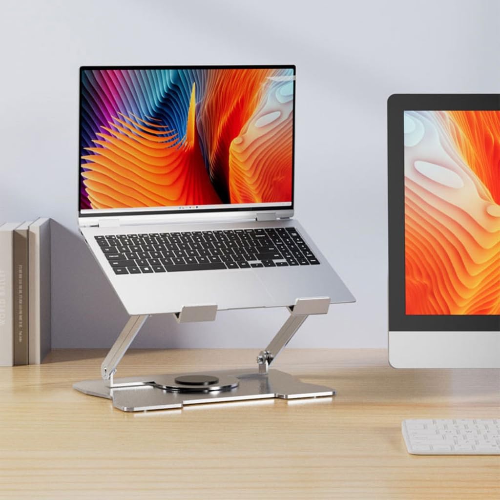 Soporte plegable de doble eje para laptop, base giratoria 360 para portátiles de hasta 17 pulgadas