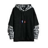 Fashion Hoodies Men's Color Block Pullover O-Neck Hooded Sweatshirt Patchwork