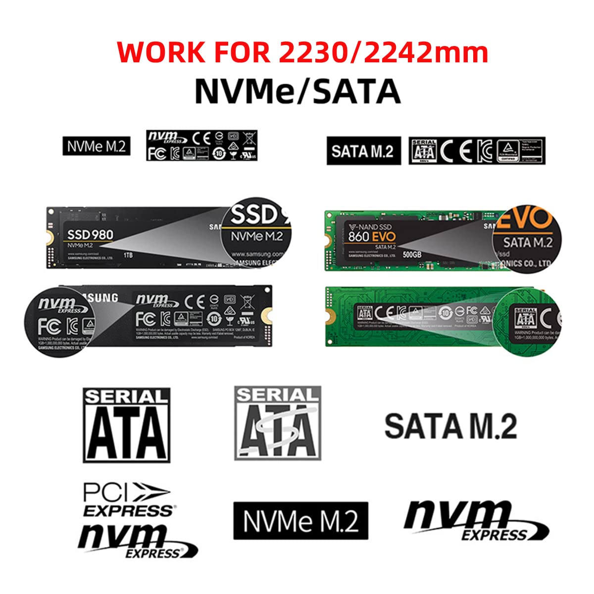 Obudowa PCBA 10 Gb/s z adapterem USB 3.0 Type-C na NVMe M-Key M.2 SATA SSD, 2242/2230 mm, chipset RTL9210B