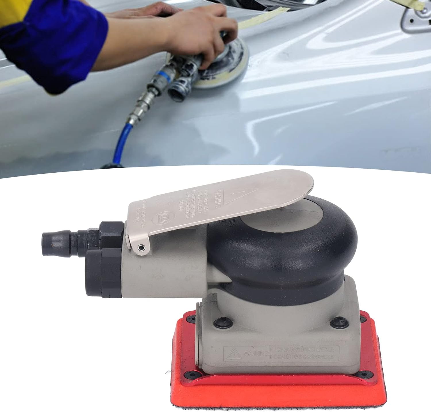 FLEXMAN Air Sander, 10000RPM 1/4in PT Inlet Square Pneumatic Sanding Machine for Wood Polishing, Car Waxing, Metal Polishing, 70 X 100Mm/2.8 X 3.9In