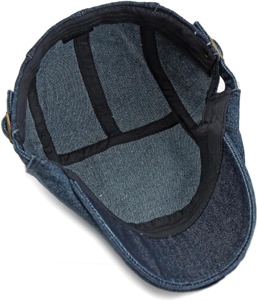 Newsboy Cap for Men Adjustable Flat Ivy Gatsby Cabbie Driving Hat Breathable Denim Cotton Golf Cap - Image 4