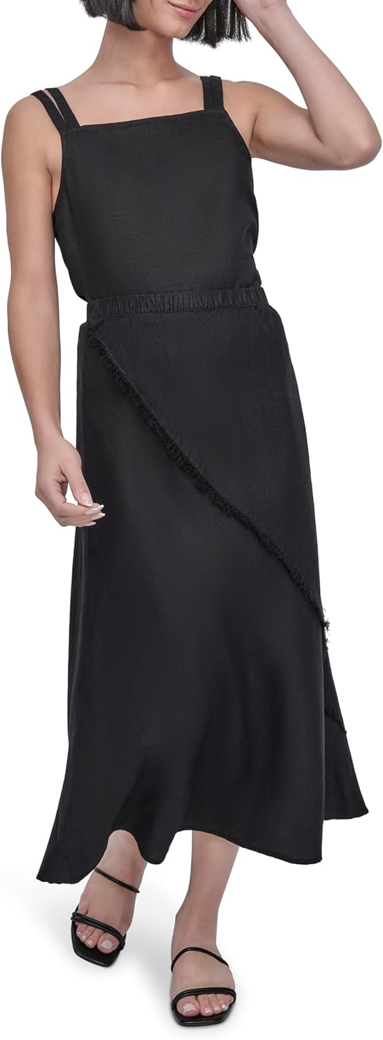 DKNY Womens Lightweight Linen Midi Skirt - Image 2