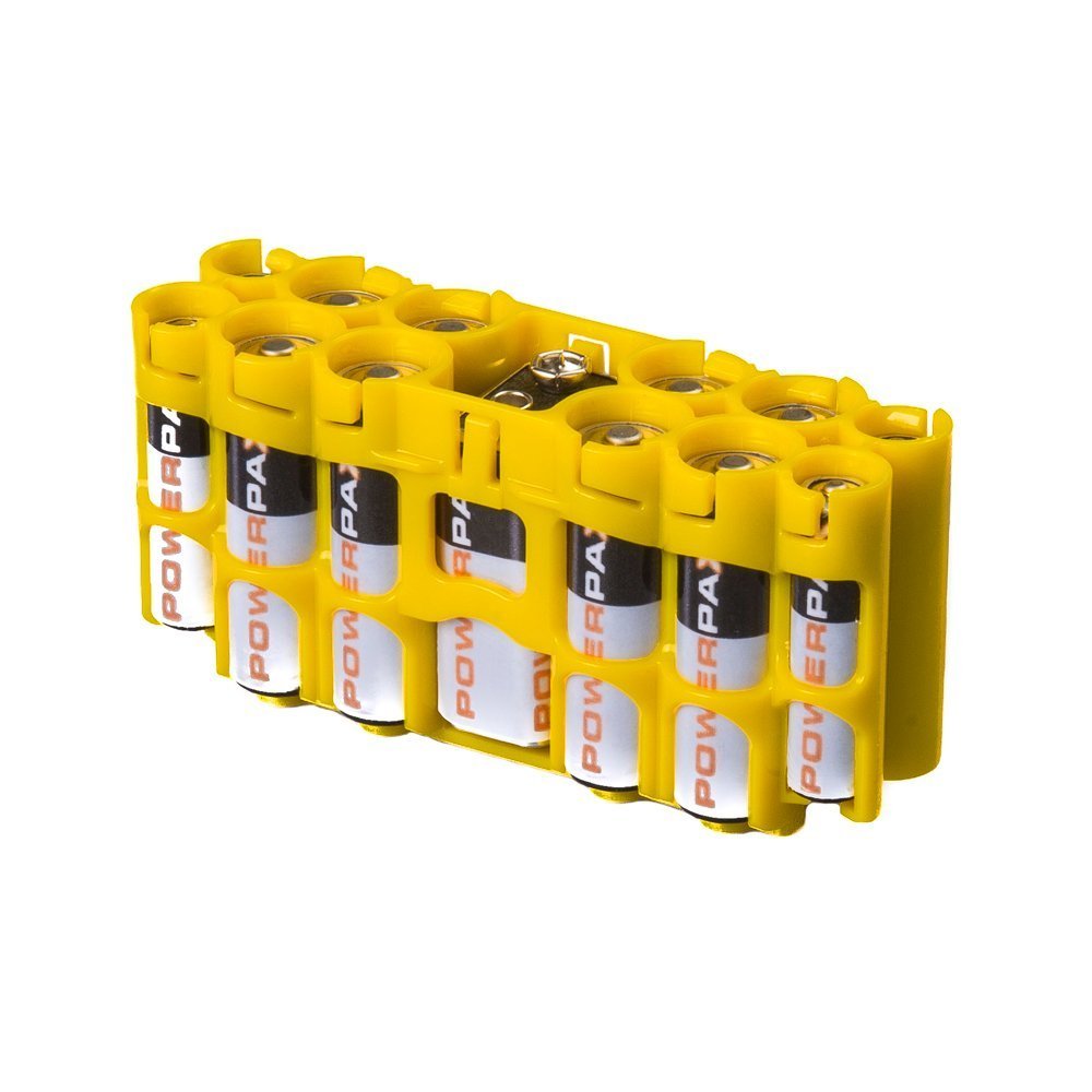 by Powerpax A9 Multi-Pack Battery Storage Caddy, Yellow, Holds 13 Various Batteries (Not Included)