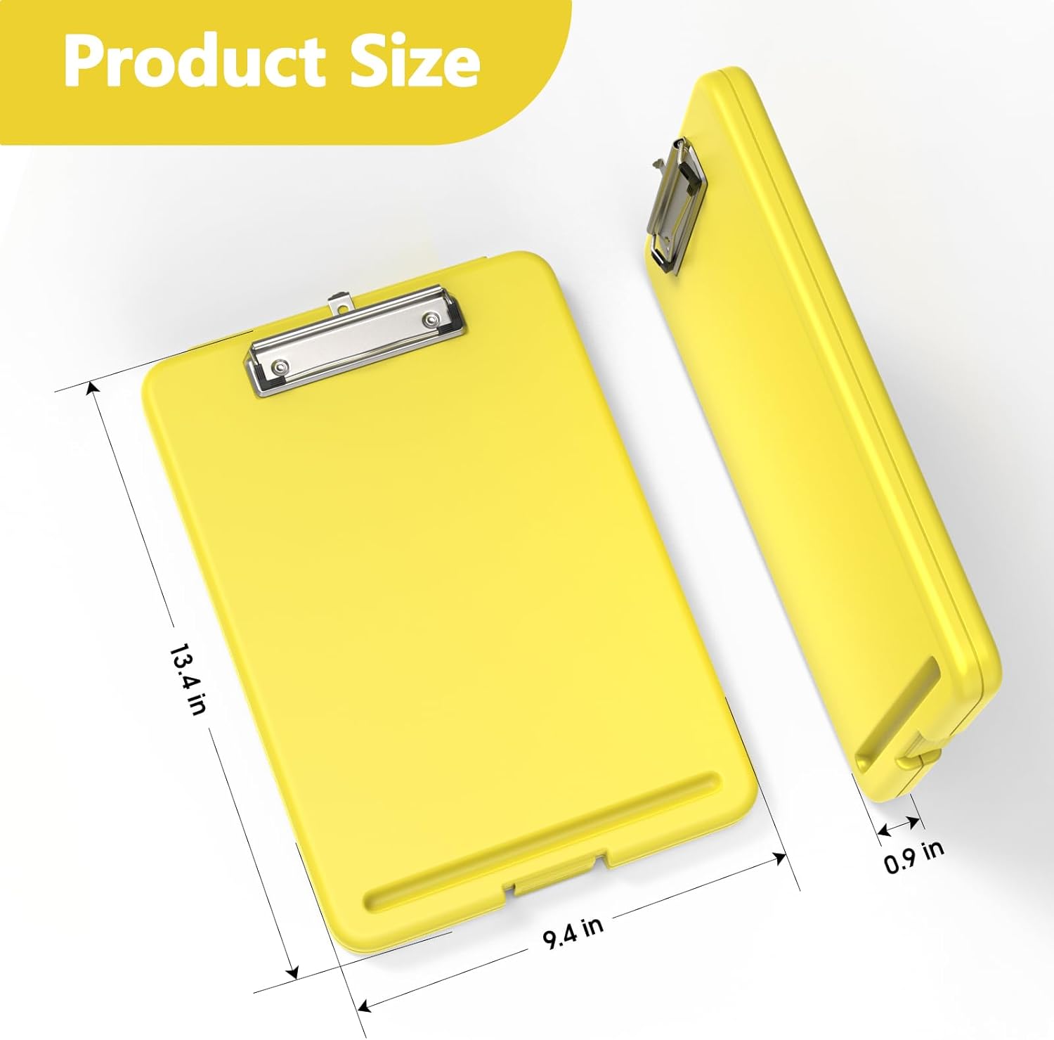 Clipboard with Storage 6 Pack, 8.5 x 11 Storage Clip Board with Low Profile Clip, Heavy Duty Nursing Foldable, Suitable for Classroom, Teacher, Coaches, Office School Supply(Yellow)