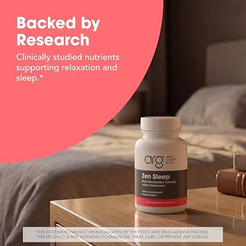 Allergy Research Group ARG Zen Sleep - Supports Relaxation and Natural Sleep Patterns Without Melatonin - L-Theanine GABA and 5-HTP Formula - Vegetarian & Hypoallergenic - 30 Servings - 60 Capsules