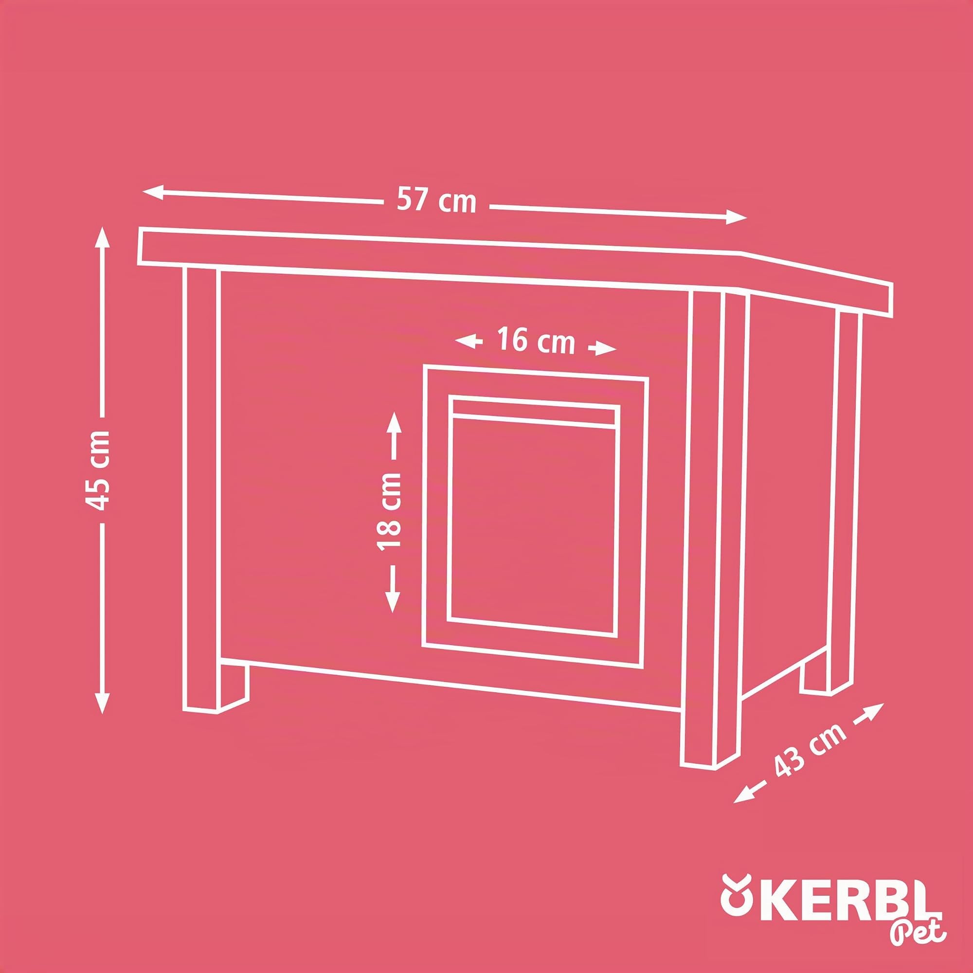 Kerbl Kitty Habitat Shed Kennel Eco Cat House, 57cm x 45cm x 43 cm, grigio / bianco
