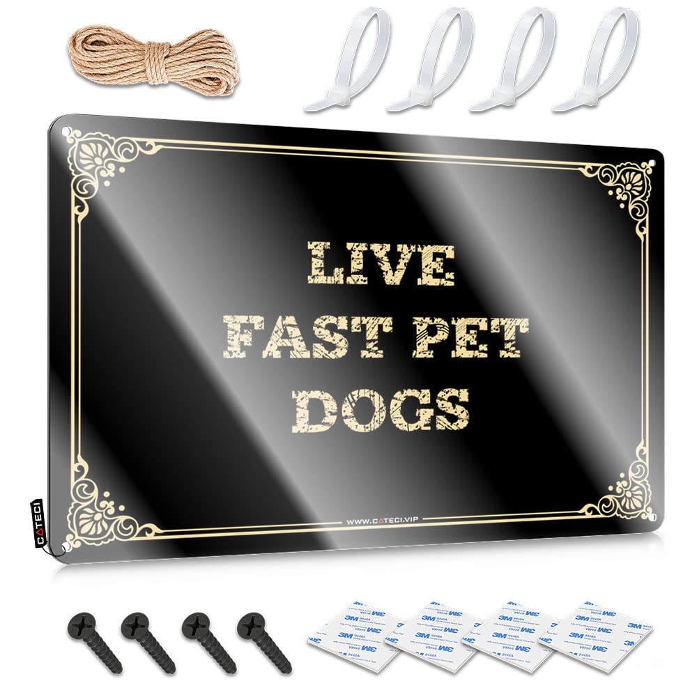 Western Style Decor Sign Tiki Bar Rules Pre-drilled Metal Art/Lake Wall Live Fast Pet Dogs - Hanging Bathroom(30X40CM)