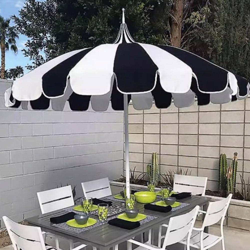 260cm Pagode Sonnenschirm Großer Terrassenschirm Mit Fransen Boho Strandschirm Tragbar Balkonschirm UV-Schutz Hochzeit Brautschirm(Red)