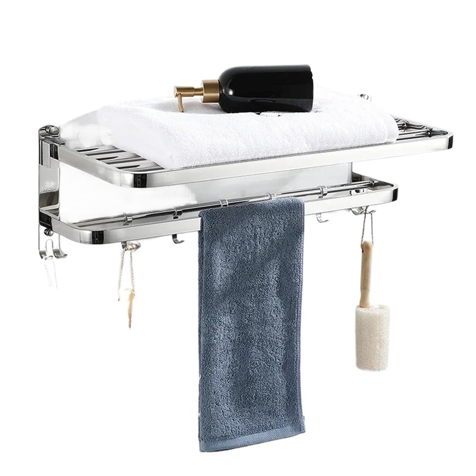 Non Punching Foldable Bathroom Towel Storage Rack Hardware Pendant(50 * 24 * 20cm)