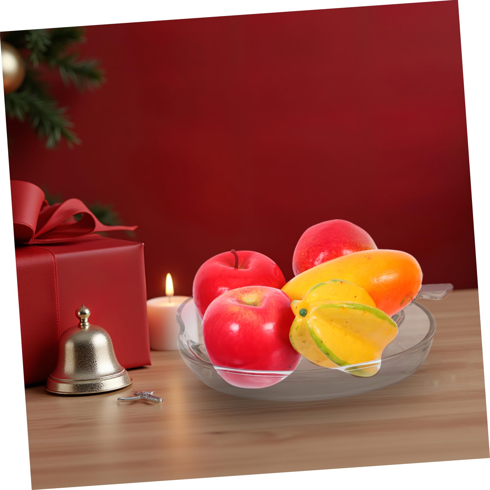 Bol Verre Transparent Forme de Pomme pour Fruits et Bonbons Plateau Compartimenté pour Desserts et Apéritifs Service Polyvalent pour Noël et Décorations Festives