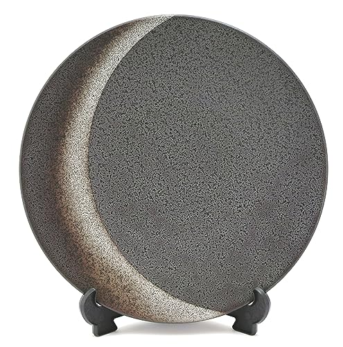 Plato llano japonés, 27,5 cm de diámetro, porcelana, Mino-Ware japonés [Luna Hazy Moon] gris, apto para lavavajillas y microondas, platos de postre, platos de pasta, platos de ensalada, para plato