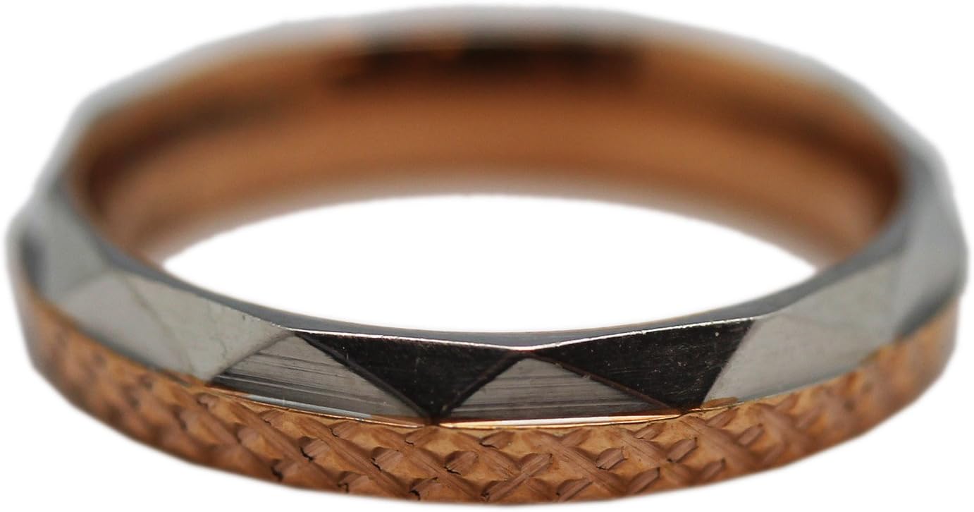Two-Tone Diamond Cut Hex Ring