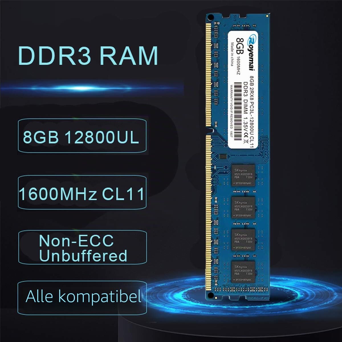 D Duomeiqi DUOMEIQIB Kit 2 xB DDR3 12800 1600 PC3L-12800UB DDR3L Dimm 2Rx8 1 – Bild 2