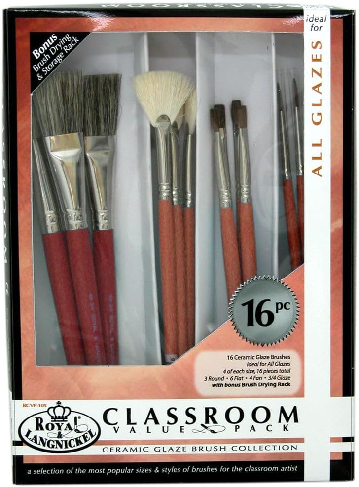Royal and Langnickel Camel Hair Ceramic Glaze Brush Set (Pack of 16)