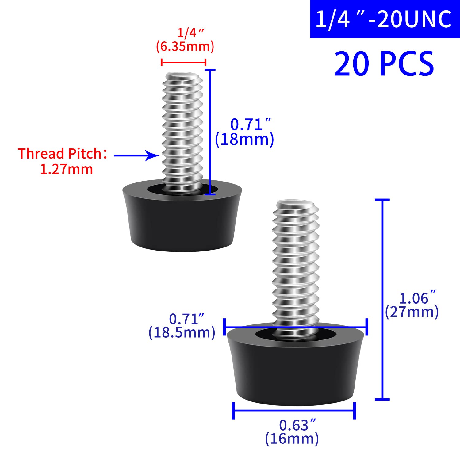 GORGECRAFT 20PCS 20mmxM6 Filetage Réglable Niveleurs De Meubles Visser Ajusteur De Pied De Nivellement Fileté En Acier Galvanisé Niveleurs De Pied Vis Sur Meubles Glisse, Chaise, Pattes De Meubles