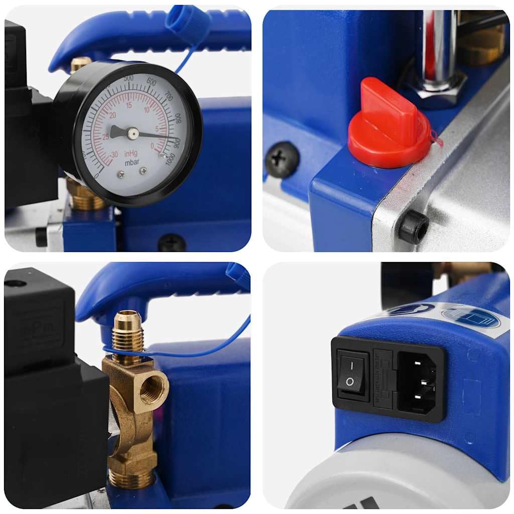 Einstufige Vakuumpumpe mit Manometer, 71 L Min, Aluminiumgehäuse, 250 W 220 V 50 Hz, für Klimaanlagen Reparatur, Kältesysteme, Entlüftung