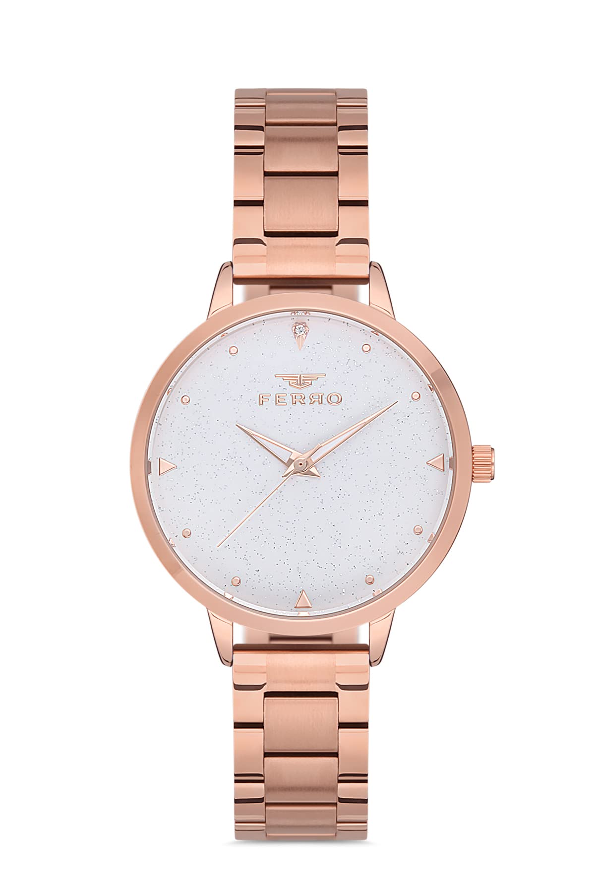 FerroAnalog Crystals Studded Round Dial Women's Watch with Bracelet Strap